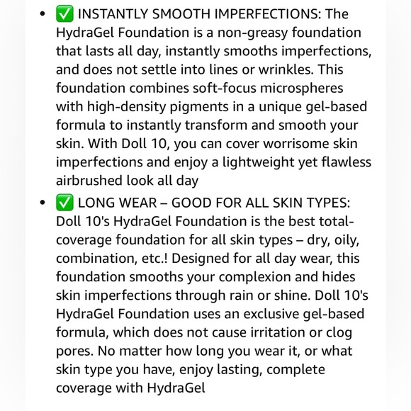 Doll 10 DEEP HydraGel Foundation 1 oz. (Made in Italy) NEW - Picture 12 of 12